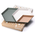 LINE+ARC Hand-Painted Metal Nesting Trays (Set of 3 ModTrays, Joshua Tree) for Mid-Century Modern Coffee Table Entryway Stacking Geometric Trinket Valet Catchall Vanity Jewelry Ottoman - color: Joshua Tree