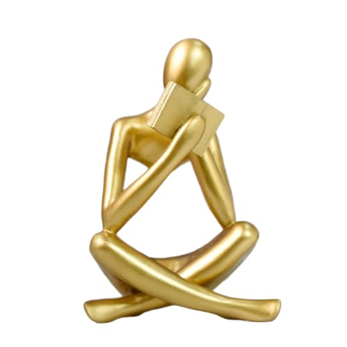 Bookshelf Decor, Coffee Table Decor, Library Decor Sculptures - Abstract Thinker Statue, Resin Modern Art Sculptures for Living Room, Office Desk, Home Decor (Gold(B)) - color: Gold(b)