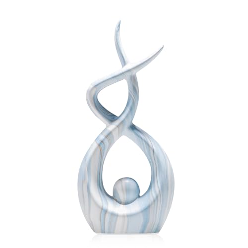Blue Sculpture Home Decor, Modern Living Room Decorations, Table Centerpieces for Dining Room, Abstract Sculpture Coffee Table Decor, Coastal Centerpieces for Tables - color: Blue Marble Small Tall