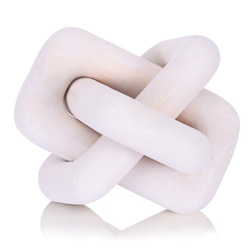 Wooden Knot Decoration Bohemian Decoration Hand-Carved Knot Autumn Winter White Home Decor Suitable for Coffee Table Bedroom Living Room Farmhouse Dining Table Minimalist Decoration（White） - color: White