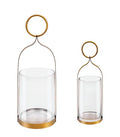 4" & 6" Wide Handmade Sturdy Glass Cylinder Jar with Metal Stand in Antique Brass, Display Glass Container for Candles and Plants, Hurricane Lantern, Candle Holder, Industrial, Farmhouse, Outdoor - size: 6"x15" 4"x11"