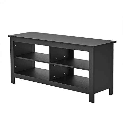 Panana Modern TV Stand with 4 Open Shelves 55inch Entertainment Center for TVs up to 65inch Medial TV Console Table Cabinet for Living Room (Black)