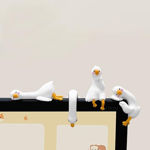 Cute White Duck Decor Figurines - 4PCS Mini Resin Duck Statues for Computer Monitor, Desk, Car Dashboard, Bookshelf - Funny Animal Ornaments for Home Office Decor, Unique Gifts for Women, Kids - color: Yy