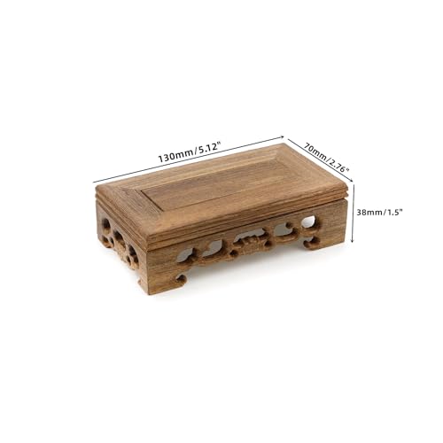 Wooden Display Stand Base 5.12"×2.76" Rectangle Wood Carved Pedestal Oriental Stand Pedestal for Furniture Antique - size: 5.12"×2.76"