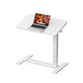 Medical Adjustable Overbed Bedside Table with Casters 90° Tilting Desktop Pneumatic Mobile Rolling Laptop Computer Standing Desk Cart with Tray, Hospital Table(27.6" W x 15.7" D, White) - color: White, size: 2816