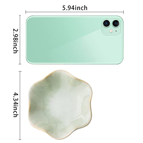 Mecaikru Ceramic Trinket Dish, Ring Tray, Decorative Jewelry Dish for Earrings Necklaces Watch Keys, for Women, White Green - color: White Green
