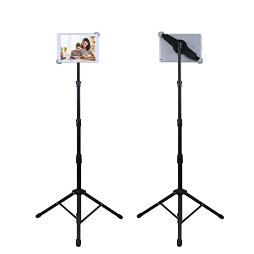 Ipad Tripod Stand, Height Adjustable iPad Stand Floor, Tablet Holder Stand with 360 Degree Rotating Tablet Mount for ipad Pro12.9, iPad Air and Other Device Within 9.5-14.5 Inch