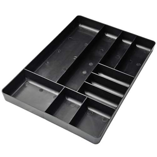 10-Compartments Tool Organizer Tray, Tool Drawer Organizer Tray, Tool Box Organizer, Stackable Toolbox Organization Holder for Small Parts, Bolts and Batteries (1, Black) - color: Black