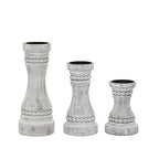 Deco 79 Wood Solid Candle Holder, Set of 3 12", 9", 7"H, Gray - color: Gray, size: S/3 12", 9", 7"H