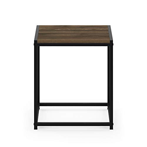 FURINNO Camnus Modern Living End Table, Columbia Walnut, 15.75 in x 15.75 in x 17.83 in - color: Columbia Walnut, size: 1 Tier, Metal Frame