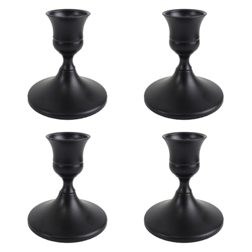 Vintage Black Taper Candle Holders Set of 4, Metal Candlestick Holders Elegant Handcrafted Décor for Weddings, Dining & Meditation,Table Centerpiece, Party, Christmas Decoration or Home Decor - color: Black, size: 4PC