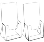 MaxGear Acrylic Brochure Holder 4 Inch, Clear Plastic Countertop Literature Holders, Trifold Flyer Display Stand for Pamphlets, Booklets, Magazines, Menus, Multi Purpose Organizer For Office, 2 Pack - size: 4''x9'', style: 2 Pack