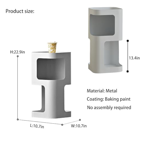 Modern Side Table,Small end Table for Small Spaces,Metal nightstand with Storage Shelf,Space-Saving Bedside Table Accent Table Drink Tables for Living Room,Bedroom.No Assembly Required - color: White Trumpet
