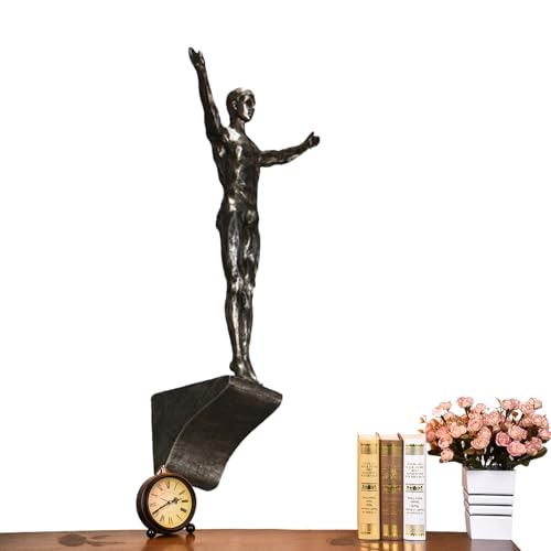 Climbing Man Wall Sculpture – Resin Decor Figure, Modern Art Accent, Black Home Ornament | Unique 3D Hanging Statue Piece, Artistic Abstract Wall Decoration Setup Living Room Bedroom Workplace Design - size: diving, style: Silver