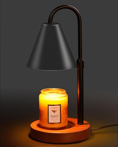 Candle Warmer Lamp with Timer Dimmable,Mothers Day Birthday Gifts for Women Mom, Adiustable Height Modern Candle Warmer Black Candle Lamp for Jar Candle, Home Decor Vintage Wax Warmer with 2 Bulbs - color: Black