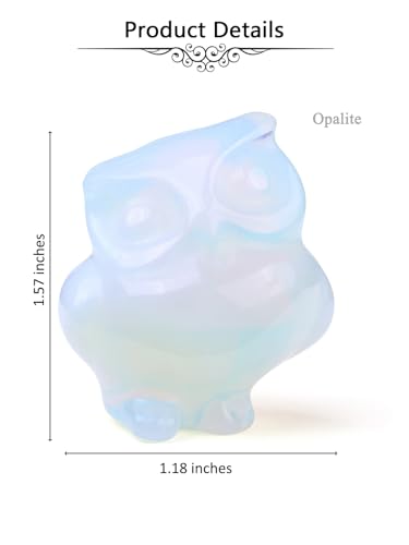 Jovivi Crystal Owl Decor Opalite Healing Stone Crystal Pocket Owls Figurine Statue Hand Carved Polished Natural Gemstone Sculpture Home Office Desk Meditation Gift - color: Opalite