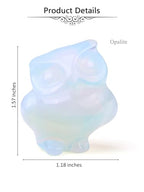 Jovivi Crystal Owl Decor Opalite Healing Stone Crystal Pocket Owls Figurine Statue Hand Carved Polished Natural Gemstone Sculpture Home Office Desk Meditation Gift - color: Opalite