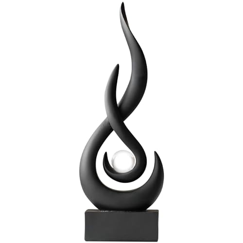 Modern Abstract Art Table Decoration,Resin Flame Statue Modern Black Centerpiece Ornaments for Living Room Great Gift Idea Home Decor,Collectibles - color: Black