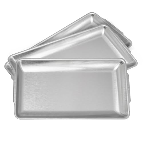 3Pcs 304 Stainless Steel Food Serving Tray, 12.6" Rectangular Serving Platters Multipurpose for Kitchen,Party Organizer Tray for Buffet Brushed Nickel (Silver) - color: Silver