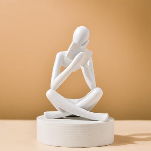 Style-B White, Creative Abstract Thinker Bookend for Home Aesthetic, Study, and Wine Cabinet – Stylish Shelf Decor Accent and Thoughtful Gift for Living Room, Bar, or Coffee Shop - color: Reader-white-b