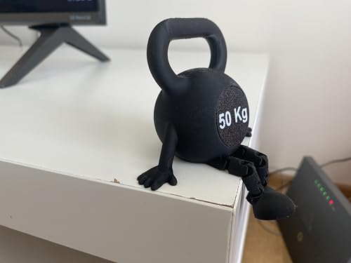 Kettlebell Desk Decor with Articulated Legs – Fitness Gym Inspired Mini Sculpture for Home & Office
