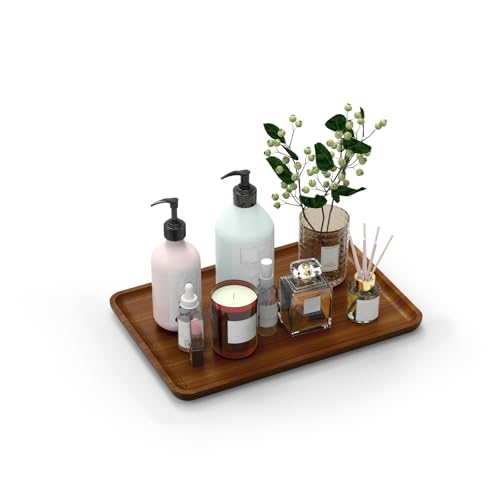 XZHXFX Bamboo Vanity Tray, Decorative Tray for Counter, Coffee Table, Kitchen, Bedroom (Small) - size: 11.8" x 7.9" x 0.6"
