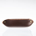 USA Handmade Premium Leather Valet Tray, Jewelry Organizer With Brass Rivets (Dark Walnut Brown, Mini) - color: Dark Walnut Brown, size: 2.5" x 2.5" x 1"