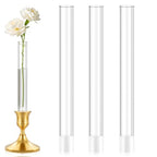 3 Pack 7.9” Acrylic Bud Vase — Cylinder Bud Vase for Taper Candlesticks, Flower Vase with Silicon Rubber Case Fits Candlestick Size 20-22mm, Perfect for Tablescapes, Weddings & Home Decor - size: 3 PC Solid