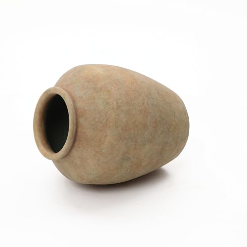 LuxenHome Rustic Ceramic Vase, 10.4" Tall Terracotta Vases with Earthy Brown Tones, Farmhouse Flower Vase for Shelf Living Room Decor, Vintage Pottery for Entry Way Table Home Decor - color: Brown B