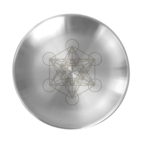 5.5inch Altar Ritual Plate Dish Stainless Steel Flat Bowl Round Metal Jewelry Tray Prayer Astrology Tarot Offering Plate Ring Trinket Holder for Smudging Decoration Trays Silver (Metatron Silver) - color: Metatron Silver
