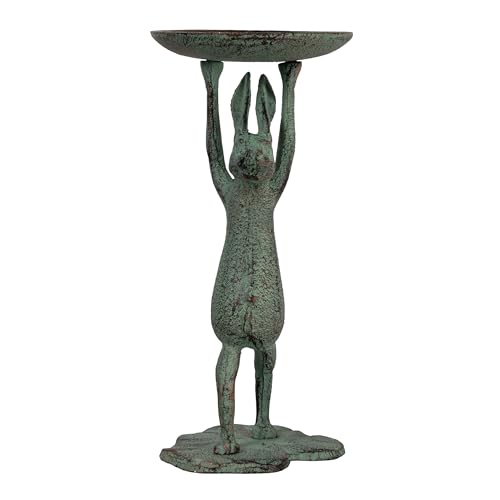 Creative Co-Op Cast Iron Bunny Rabbit Pillar Candle Holder (Holds 3 Inch Pillar Candle), Patina Finish - color: Patina