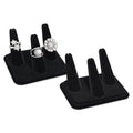 MOOCA 2 Pcs Set 3-Ring Organizer for Showcase Display Ring Finger Holder Jewelry Display Stands Showcase Jewelry Storage Counter, Black Velvet, 4 W x 3 1/4D x 2 3/8H inch - color: Black Velvet, 3 Rings x 2