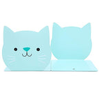 Lovely Cat Pattern Kids Bookends Student Book Ends Metal Office Desk School Library Decoration Bookshelf Book Organizer for Christmas Birthday Gift