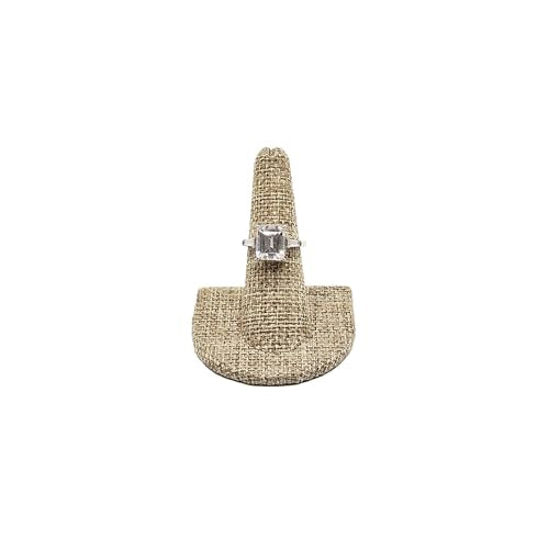 MOOCA 6 Pcs Set Burlap Finger Ring Display, Ring Holder Display, Jewelry Storage Jewelry Stands for Shows, Linen Color, 2" W x 2" H - color: Burlap Linen