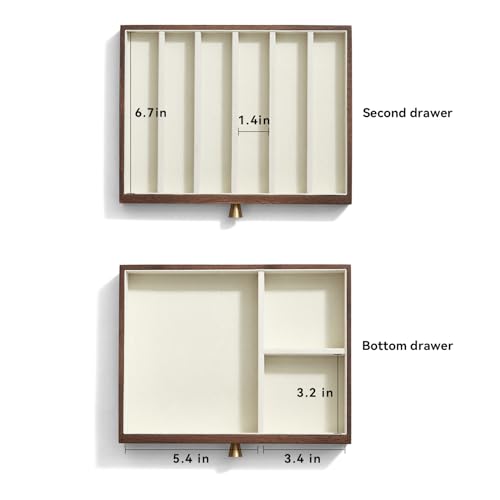 CHOSIN Black Walnut Wooden Jewelry Box for Women, 3-Layer Wood Jewelry Organizer with Glass Lid for Watches, Necklaces, Rings & Earrings Storage Mothers Day Gifts for Mom - style: 3 Layer