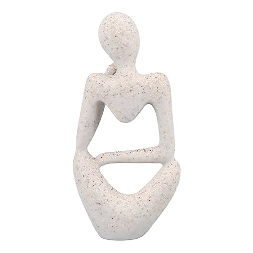 Abstract Thinker Statue | Synthetic Home Accent for Living Room/Office Desk/Bookshelf | Hollow Design Art Sculpture Collectible Present (Sandstone Left) - style: Sandstone Left