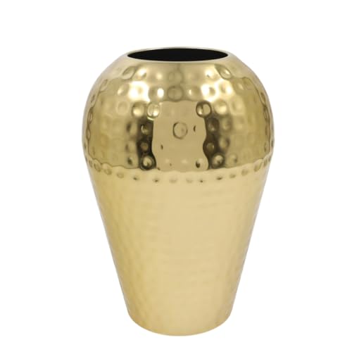 Hosley's 10" High Gold Finish Hammered Metal Vase – Elegant Gift for Floral Arrangements, Weddings, Special Events, Aromatherapy, Spa, Reiki, Meditation - color: Gold