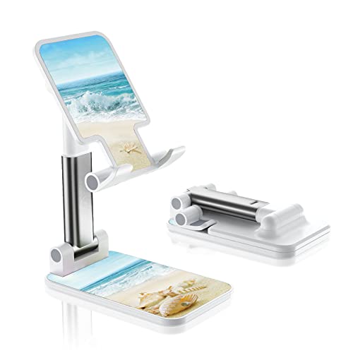 Foldable Phone Stand for Desk, Adjustable Angle of View, Suitable for iPhone, Samsung and Other Smart Phones, Colorful Pattern, Portable Electronic Device Stand - color: Sandy Beach