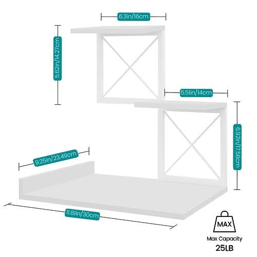 ELITEROO Desk Shelf, Wood Small Bookshelf Desktop Shelves and Organizer, Freestanding 3 Tier Storage Display Stand Home Office Decor for Books Plants Toys, White - color: White