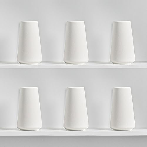 Modern White Small Ceramic Vase Set of 6 for Living Room Bedroom 5.9'' Minimalist Fresh Flower Vases for Home Decor Office Fireplace Centerpieces Nordic Style Gift for Fake Plant 6 Pack - color: 6 Pack White - Style 1