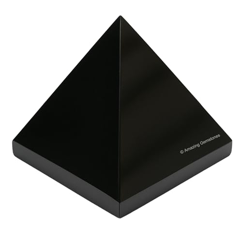 Amazing Gemstone Black Agate Pyramid Crystal Healing Stones - 2" Great Pyramid Figurine of Natural Stone Pyramid for Meditation, Reiki, Chakra Balancing and Crystal Pyramids Grid - color: Black Agate