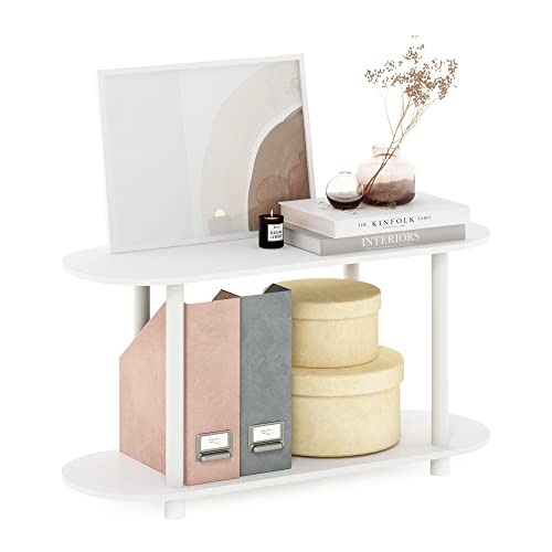 Furinno Turn-N-Tube No Tools Modern Oval Side Table, White/Virgin White - color: White/Virgin, size: 2-Tier Oval