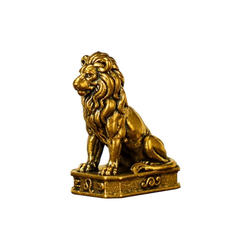 CHOVY Leo – Leo Lion Zodiac Sign Brass Sculpture – 100% Solid Handcrafted Collectible Figurine, Bold Retro Desk Decor for Astrology Enthusiasts - style: Leo