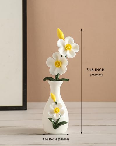 Handmade Ceramic Flower Vase – Artisan Pottery Floral Ornament for Table, Desk, and Home Decor