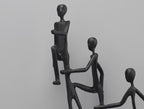 Modern Minimalist Abstract cast Iron Climbing Figures Sculpture, Black Metal Art Statue, Desktop Office Decor