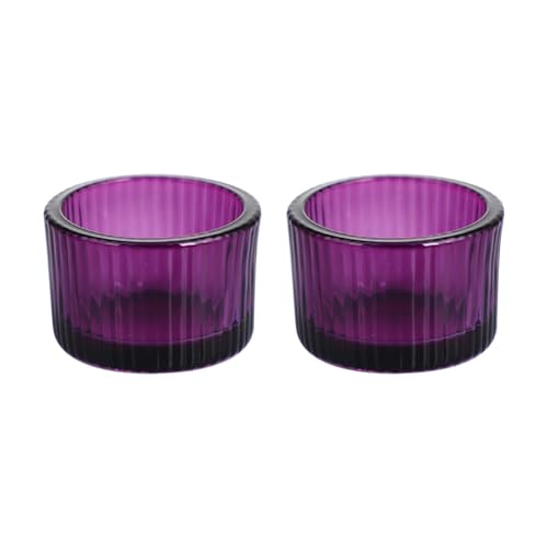 2 Pcs Glass Tealight Candle Holder Clear Tea Light Candle Cups Votive Candles Holders Containers Floating Candles Holders Dining Table Candle Holder Wedding Table Centerpieces Purple - color: Purple