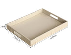 HofferRuffer Rectangle Serving Tray with Hole Handles for Coffee Table, Breakfast, Tea, Food, Butler - Countertop, Kitchen, Vanity Serve Tray, 16.2 x 12.2 x 2 inches, Faux Leather (Dark CreamWhite) - color: Dark Creamwhite, size: 16.2" x 12.2" x 2"