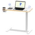 FLEXISPOT H7 Adjustable Overbed Bedside Table with Wheels Pneumatic Mobile Standing Desk Laptop Desk Rolling Computer Cart Movable Overbed Table Hospital Home Use(27.6" W x 15.7" D, White Maple) - color: White Maple, size: Small