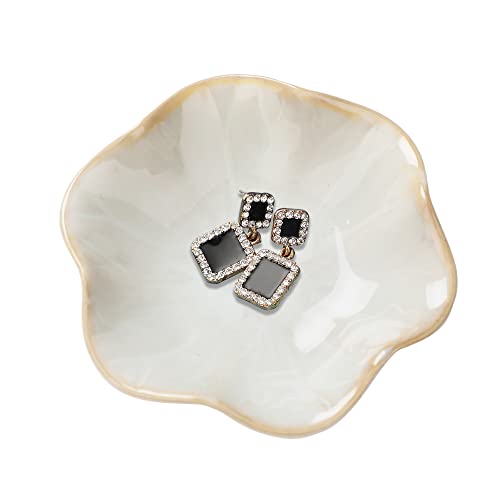 Binoster Ceramic Jewelry Dish, Leaf Jewelry Tray, Key Tray, Jewelry Holder, Small Ring Dish Holder, Jewelry Plate, Trinket Tray, Catchall Tray, Nightstand Decor for Entryway Table, Room Decor - color: White, size: 4.3 inches