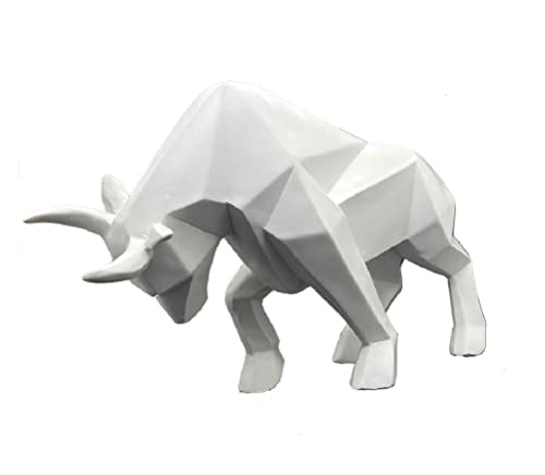 SMRTHMRT Abstract Geometric Sculptures Animals Statues,Collectible Figurines Home Office Tabletop Ornaments (White Bull) - color: White Bull